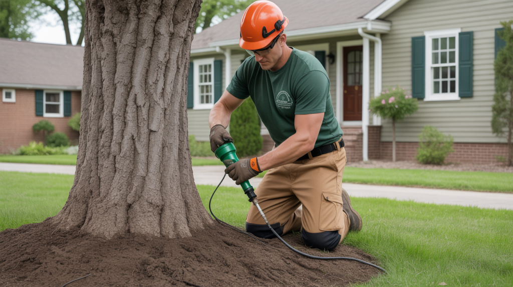 Tree service professional from AAA Tree Experts safely removing branches using modern equipment